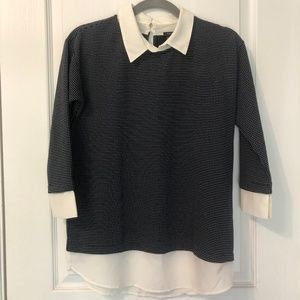 Ann Taylor Blouse - Black and Off-White - XS